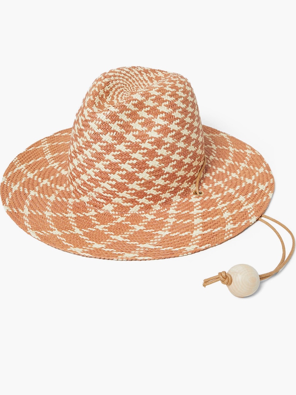 Loeffler Randall Wylie Woven Straw Hat in Tan & Cream Pattern
